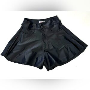 Black Flared High Waisted Mini Shorts XS